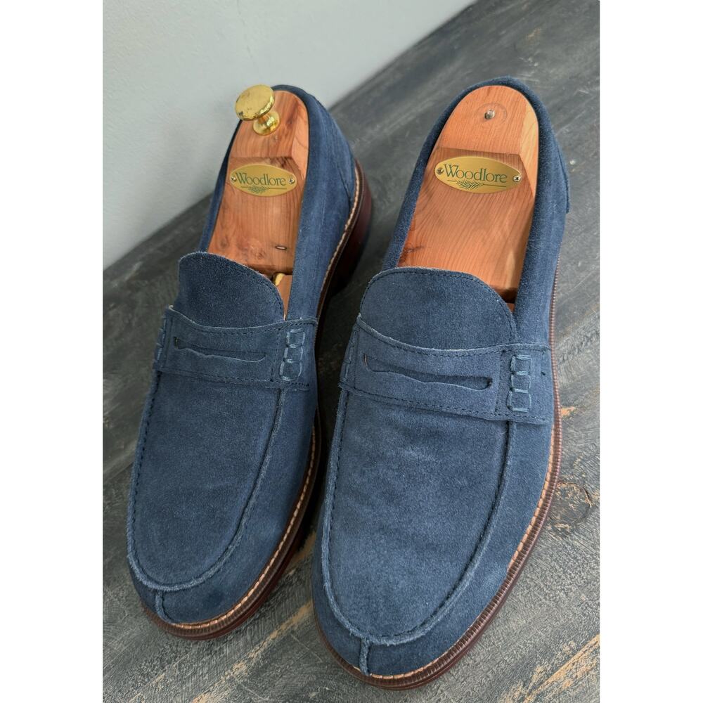 Banana Republic Men’s Navy Blue Suede Penny Loafers Size 10 Ortholite Preppy - Picture 5 of 7